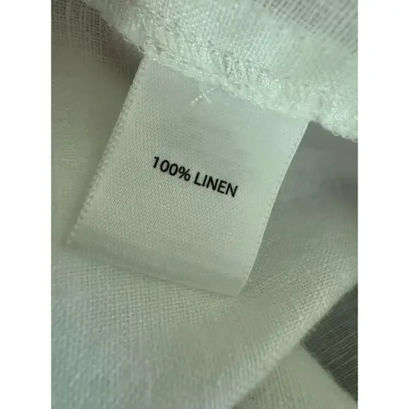 Saks Fifth Avenue Linen Pants Womens M/L White Yoga Elastic Waistband Wide Leg - Picture 7 of 11